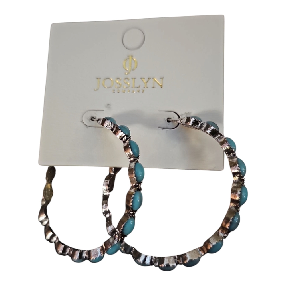 WESTERN TURQ STONE HOOP EARRINGS